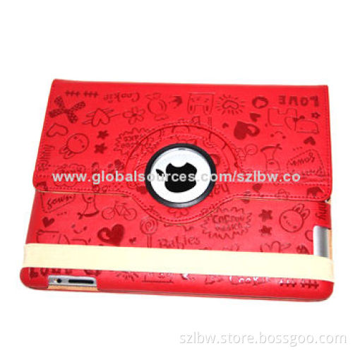 Smart Wake-up/Sleep Twill Leather Flip + TPU Stand Case for iPad Mini, 360 Degrees Rotary